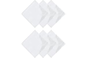 HOULIFE Mouchoirs Tissu Femme - Petits Mouchoirs en Tissu, 100% 60S Coton Peigné Dentelle Brodée Motif Fleur Doux Blanc pour Mariage, Lot de 3/6 Pièces, 35x35cm (Blanc 1, 6 Pièces)