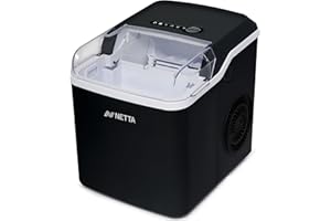 NETTA Ice Maker Machine for Home Use Makes Cubes in 10 Minutes - Large 12kg Capacity 1.8L Tank - No Plumbing Required - Includes Scooper and Removable Basket - Black