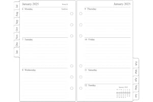 newestor 2024-2025 Middle Year Weekly Diary Refill Personal Size, Week on Two Pages, July 2024 - June 2025, 9.5x17.1cm