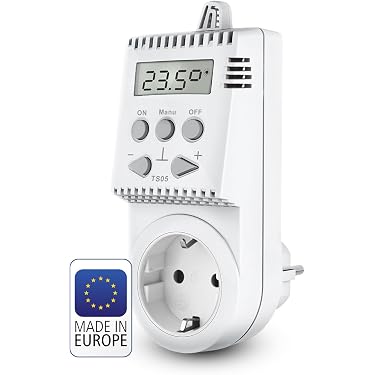 NEMAXX NTP16 Digitales Steckdosenthermostat [230V] – Programmierbarer Temperaturregler Mit 2 Relais/Steckdosen & NTC-Sensor – Heiz- & Kühlthermostat Bis 3000W/16A – Plug & Play