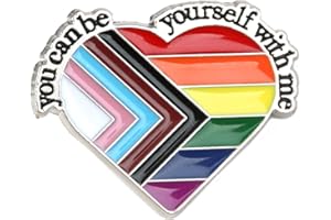 OWNFEEL Badge You Can Be Yourself with Me, Heart Rainbow Brooch Lapel Pin, LGBTQ Transgender Gays Colorful Homosexuality Pride Flag for Clothing Backpack, Gift for Pride Celebrations Ally Support