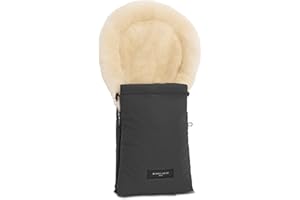 CHRIST Sacco OSLO per carrozzina in pelle di agnello medicale naturale di WERNER BABY – adatto anche per marsupi, seggiolini e passeggini (78 cm x 33 cm) – in grigio stone