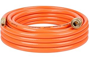 JonesHouseDeco PVC Air Compressor Replacement Hose 1/4'' x 10 m, 20 Bar Working Pressure, Solid Brass Connectors, Lightweight, Flexible All Year, 6mm ID #H720B08