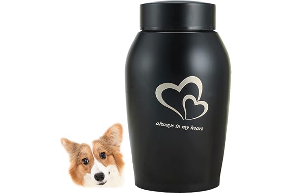 Urne souvenir,Urne pour animaux de compagnie,Urnes funéraires pour chiens et chats,Urne commémorative en acier inoxydable,Urne pour chien,Urne commémorative adaptée aux chats et aux chiens (Noir)