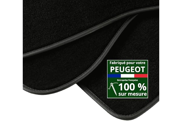DBS - Tapis de Sol Voiture - sur Mesure - Adapté à Votre Peugeot 308/308 SW (09/2013-07/2021) - Moquette épaisse Effet Velours - Antidérapant : Clips de Fixation + Autogrip - 3 pièces