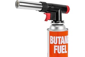 Torches de Cuisine JDHON, Chalumeau de Cuisine au Butane Rechargeable, Briquet à Flamme Réglable, pour Barbecue, Desserts, Cuisine, Camping, Soudage(Butane Non Inclus)