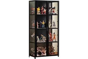 JSLJJBD Vitrina De Acrílico Vitrina Expositora para Colecciones Estanteria con Puertas Muebles De Salon Diseño De Puerta Doble, Transparente En Tres Lados, Gran Capacidad De Carga 62x33x130cm Black