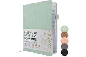 WWYSSZ Carnet Mot de Passe Répertoire Alphabétique de A à Z, Carnets de Notes pour Mots de Passe Internet, B6 Organisateur D'adresses en Cuir, 13 X 19 cm, Vert