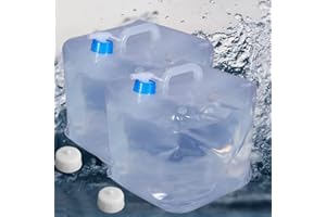 Kamanan Réservoir d'eau Pliable, Lot de 2 bidons avec Robinet et poignée, réservoir d'eau de 15 l, Convient pour l'intérieur et l'extérieur, Lors de Voyages Bidon d'eau (15 L)