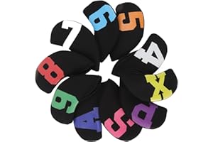 BORDSTRACT Copritesta in Ferro da Golf Premium da 10 Pezzi, per Protezione Mazze, Neoprene Impermeabile, con Grande Numerazione dei Colori