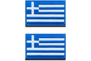 ZCKETO 2 Pezzi Bandiera Greco di Grecia Emblema Nazionale Gancio e Anello Ricamato Emblema Toppa per Squadra Lavoro Maglia Zaino Cappelli Gilet di Cane Tattico Militare