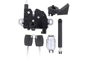 Doo Engy Bonnet Lock Cylinder with Key for Ford C-Max, Focus II, Kuga I - Schwarz Metall Round Key Lock - Vehicle Lock