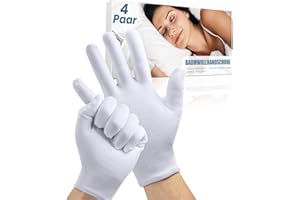 TIMAIYE 4Paare Baumwollhandschuhe für Ekzem, Weiße Baumwoll-Ekzem-Handschuhe für Männer und Frauen trockene Hände, Atmungsaktive Maschine waschbare Tuch weiße Handschuhe