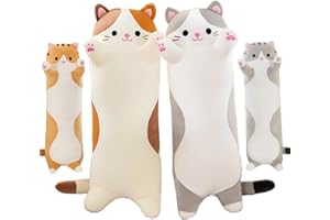 Amozo Gatto Peluche Cuscino Lungo Gatto di Peluche Kawaii Gigante Morbido Abbraccio Cuscino Giocattolo Regalo per Bambini Adulti, 1pcs, Orange 70cm