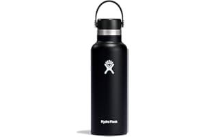 HYDRO FLASK - Water Bottle 532 ml (18 oz) - Vacuum Insulated Stainless Steel Water Bottle with Leak Proof Flex Cap and Powder Coat - BPA-Free - Standard Mouth - Black
