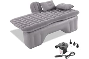Ergocar Materassino Gonfiabile Floccaggio Materasso Letto per Auto con Pompa per Il Campeggio, Escursionismo, Piscina, Spiaggia, Viaggiare (Grigio)