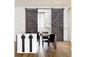 HOCONNIE 6.6FT/200cm Herraje Puerta Corredera Kit de Puerta de Granero Con Riel Deslizante para Puerta de Granero Doble