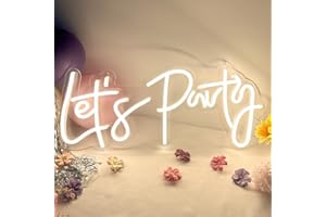 BDUN Let's Party Neon Sign - Add a Vibrant Glow to Your Party Nights! Adjustable Brightness & Long Cord for Added Convenience, Lets Party Neon Light for Wall Decor, Background Decor