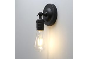 Phansthy Simple Style Retro Industrial Wall Light One-Head Wall Lamp Without Shade Vanity Mirror Lighting Suit for E27 Bulbs (Black)