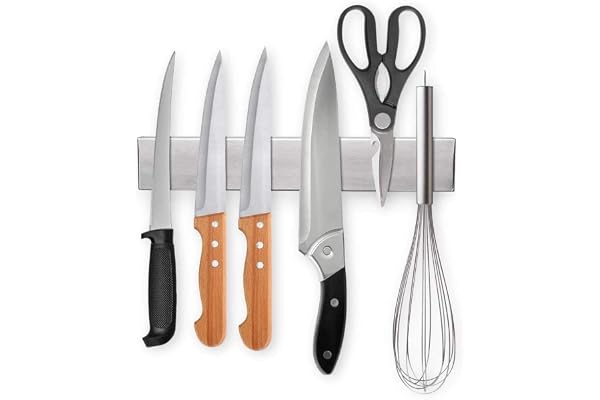 Ninonly Magnetisk knivstång 25 cm (10 tum) magnetisk knivhållare i rostfritt stål för förvaring av köksknivar, metallverktyg, installera med eller utan skruvar