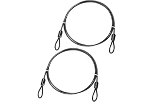 TIXIPEM Security Cable with Loops [2Pcs] - 3.28ft / 129.1 Inch Stainless Steel Luggage Lock Safety Cable Use for Bikes & Luggage & Toolbox, & Tent - [Black] Wire Rope Lanyard