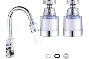 DAKEXIONG 2 Pacchetti Filtri per Rubinetti, Purificatore per Rubinetti per Eliminare Fluoruro, Cloro, Metalli Pesanti e Acqua Dura in Cucina e Bagno a Casa, Girevole 360°