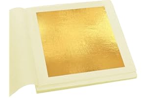 HALYKADU Blattgold Essbar 24 Karat Goldfolie-Echte Blattgold Essbares Gold,20 Blatt 2.5CM Gold Leaf für Basteln