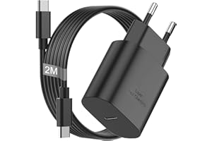 KINPEE Cargador USB C Carga Rapida 25W con 2M Cable para Samsung Galaxy S24 ultra/S24/S24+/S23/S21/S20/S10/Note 20 ultra/A55/A54/A35/A25/Fold 5, Enchufe Tipo C para Carregador Samsung Fast Charger USB C