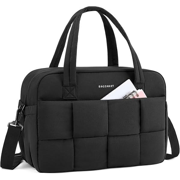 BAGSMART Sac De Voyage Femme 31L – Sac Weekend Matelassé Imperméable Avec Trousse Maquillage, Parfait Pour Gym, Travail & Escapades (Noir)