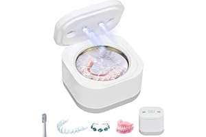 ANIREPUR Pulitori Ultrasuoni, Lampada UV Pulitore Ultrasuoni per Apparecchio Denti, Bite, Protesi dentali, Orologi, Anelli, Collane