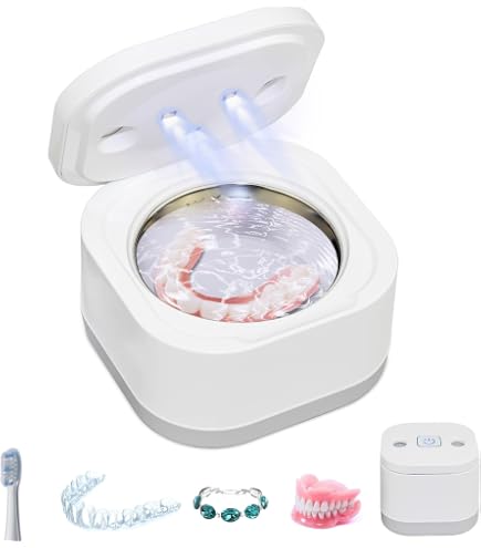 Pulitore Ultrasuoni Per Apparecchi Dentali - 52 KHz Con Luce UV, Per Allineatori, Bite, Dentiere, Gioielli
