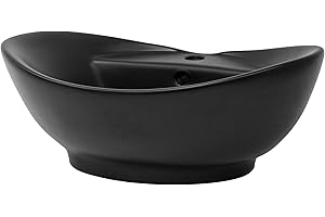ML DESIGN MODERN LIVING ML-Design Umywalka ceramiczna w kolorze czarnym matowym 59x39,5x20,5 mm, Umywalka z owalnym blatem, Nowoczesna umywalka, Umywalka z otworem na baterie i otworem odplywowym, Umywalka do mycia rak