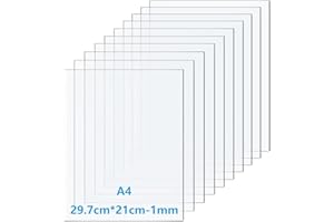 Taiyeestar 10 Stück Kunststoffplatte A4, 1mm Dick, klare Kunststoff Acrylplatte Transparente Acrylglas Platten für Display, Bilderrahmen, Malerei (29,7 x 21CM)