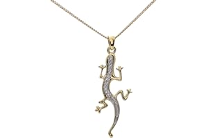 ASCALIDO Ensemble pendentif Gecko salamandre en brillant et sa chaine 45cm en vrai plaqué Or 18k neuf et avec coffret