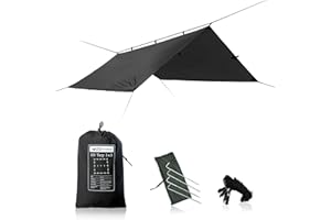 DD Hammocks - DD Tarp 3x3 - Jet Black - Lightweight and 100% Waterproof Camping Shelter with 4x Pegs and Guy Lines for Bushcraft Hiking and Survival Adventure