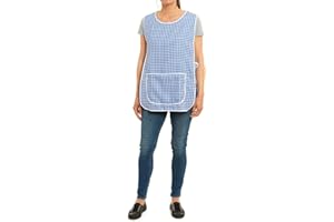 ER Direct Womens Home Work School Kitchen Catering Cleaning Bar Plus Size Plain Printed Coloured Front Large Pocket Side Button Fastening Tabard Apron