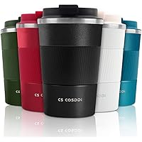 CS COSDDI Thermobecher- Isolierbecher, Edelstahl Travel Mug，13oz/380ml Vakuum auslaufsicher Reisebecher mit Deckel…