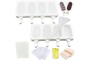 MINO PLUS Grands Moules à Glace en Silicone,glace maison,Popsicle Moule Sans BPA,en silicone réutilisables pour crème glacée maison,Contient 100 bâtons, 100 sacs, 100 rubans d'emballage et 100 autocollants (C)