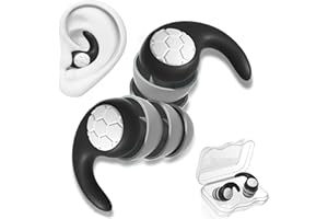 KKNE Taquetes para los Oídos con Cancelación de Ruido, Tapones Reutilizables para Dormir, Tapones de Silicona Super Suaves Lavables para Dormir, Estudiar, Trabajar, Viajar, etc. (1 Pare), Black