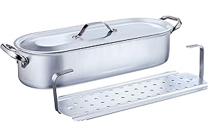 BALDASSARE AGNELLI Pentole Agnelli ALMA11840 Pentole à Poisson avec 2 Poignées en Acier Inoxydable Plus Un Gril et Un Couvercle, Acier Inoxydable, 40 cm