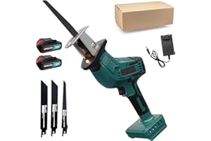TEETOK Cordless Reciprocating Saw with 2X 3.0Ah Battery and Charger, 18V Reciprocating Saw Cordless Wood Saw, 3000SPM Variable Speed Electric Sabre Saw, 3 Saw Blades for Wood Metal Cutting,Tree Pruning