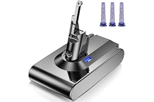 V8 Akku für Dyson, Powtree Ersatzakku für Dyson SV10 Kompatibel für V8 Absolute Animal Fluffy Motörhead Exclusive Handstaubsauger (3 Filter + 1 Akku Schutzkappe)