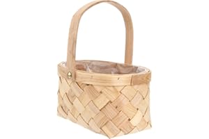 Alipis Cestino da picnic in vimini cestino in tessuto di legno con manico cestino da picnic con manici accessori da bagno vaso verde cestino portaoggetti per bambini scatola di immagazzinaggio