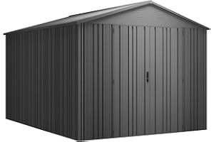 HOGGAR BY OKORU Hoggar – Gartenhaus für den Außenbereich, 7,94 m², Pioneer Y90 – V-Säulen – Selbsttragende Struktur – verstärkte Tür – Schloss mit Schlüssel – robustes Dach – Metallschuppen 262 x 303 x 213 cm