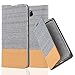 Produktbild Cadorabo Hülle für Nokia Lumia 650 - Hülle in HELL GRAU BRAUN – Handyhülle mit Standfunktion und Kartenfach im Stoff Design - Case Cover Schutzhülle Etui Tasche Book