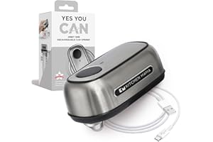 Apriscatole ricaricabile Orbit One di Kitchen Mama: Funzionamento a mani libere, ricarica di tipo C, spegnimento automatico, bordo liscio (acciaio inossidabile)