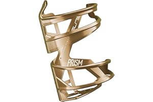 Elite Prism Derecha Carbono Oro Metal Gráfico Blanco – Portabidón Ligero Resistente – Bicicleta Carretera MTB Gravel – Ciclismo Premium