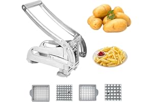 COZHYESS Chip Cutter Machine, Professional Stainless Steel Potato Chipper for French Fries Cutters Includes Two Stainless Steel Sharp Blades(36 and 64 Hole) for Home, Commercial Use