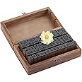 70 Sellos De Goma Vintage - Letras, Números, Símbolos, Caja De Madera, Para Manualidades, Tarjetas