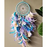 UVID Art and Craft Supplies Feather Dream Catcher (18 inch, Blue, Pink)